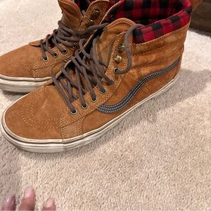 Vans - size 11 - cognac suede & Buffalo check